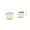 Hay - Borosilicate glass cup 2 stk - Light lime w. pink handle