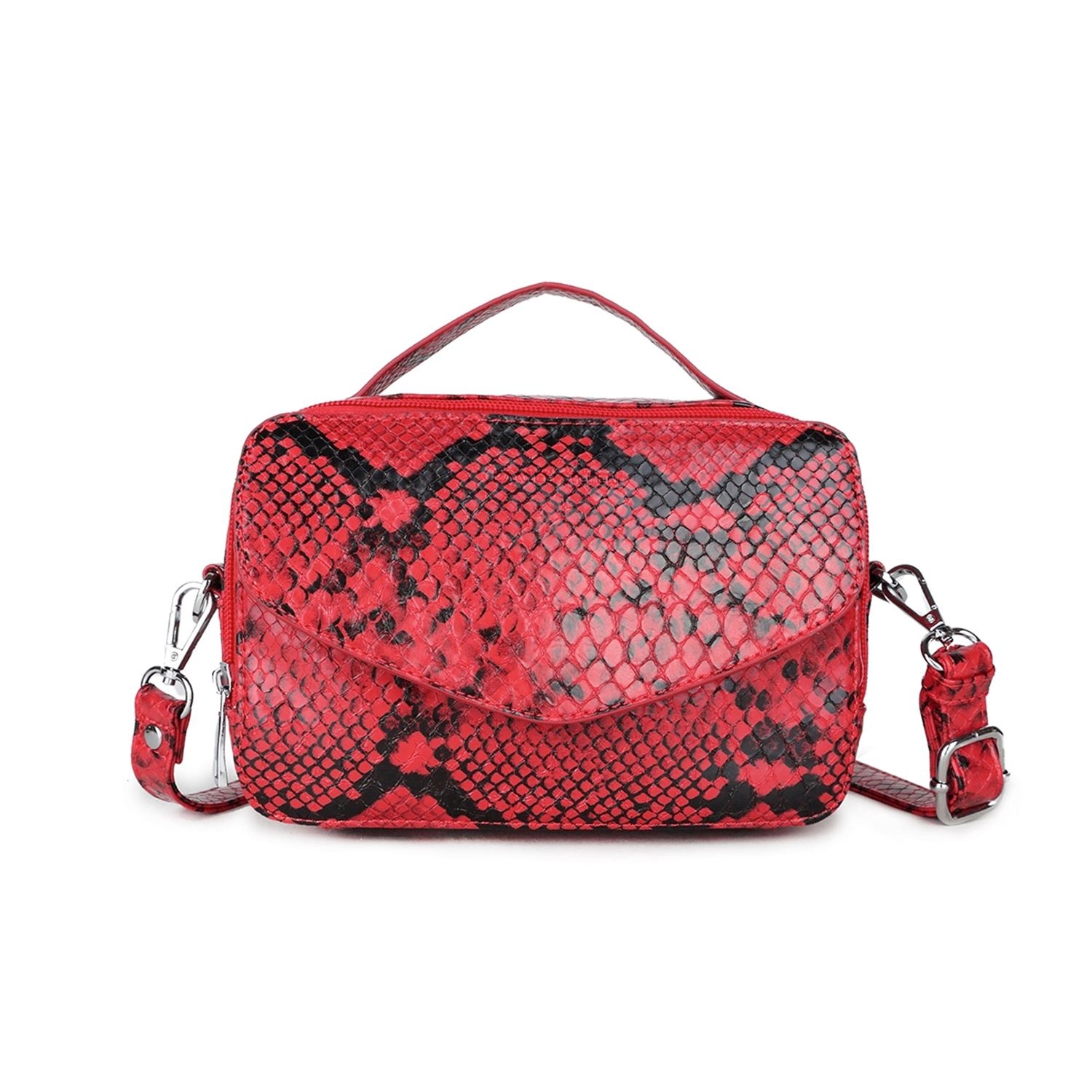 geni nægte Derive Daniel Silfen – Emma håndtaske - Red snake. Tasken der er perfekt til både  hverdag og fest!